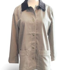 LOFT Women's Plaid Barn Jacket with Brown Collar, Sz L, NWT